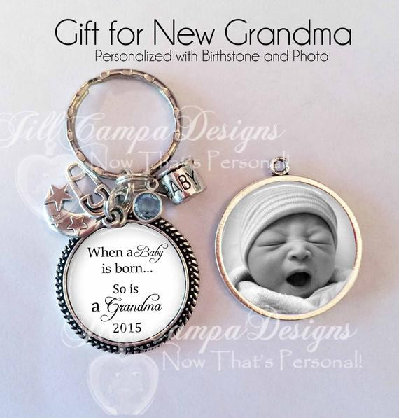 Grandparent Gift Ideas For New Baby
 New Grandma Keychain double sided "When a baby is born