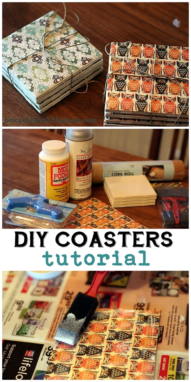 Great DIY Christmas Gifts
 Making coasters from inexpensive tile and scrapbook paper