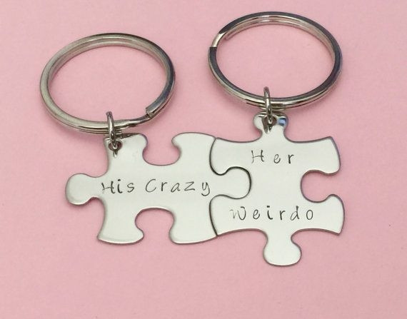 Great Gift Ideas For Girlfriend
 His crazy her weirdo puzzle keychains Valentines Day Gift
