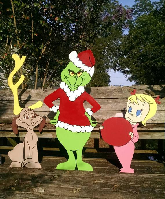 Grinch Christmas Lights Outdoor
 Grinch Yard Art Decorations Grinch Cindy Lou and Max Yard Art
