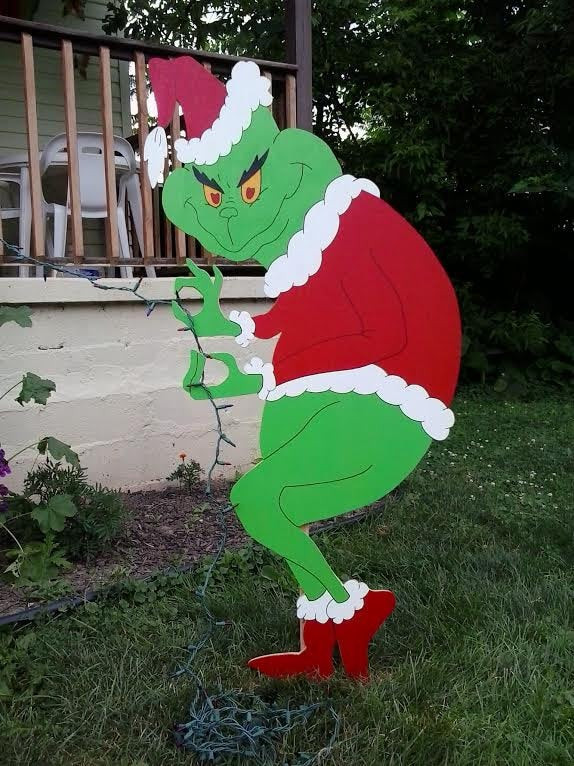 Grinch Christmas Lights Outdoor
 Grinch Christmas Creeping Grinch Stealing Lights Outdoor Wood