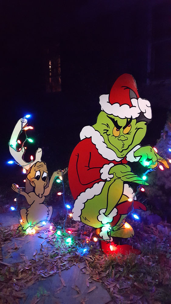 Grinch Christmas Lights Outdoor
 Grinch Yard art The Grinch and Max are stealing Christmas