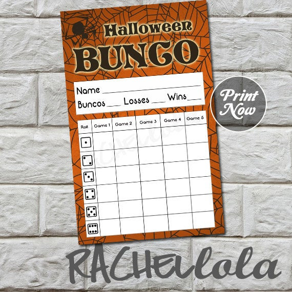 Halloween Bunco Party Ideas
 Halloween Bunco score card instant