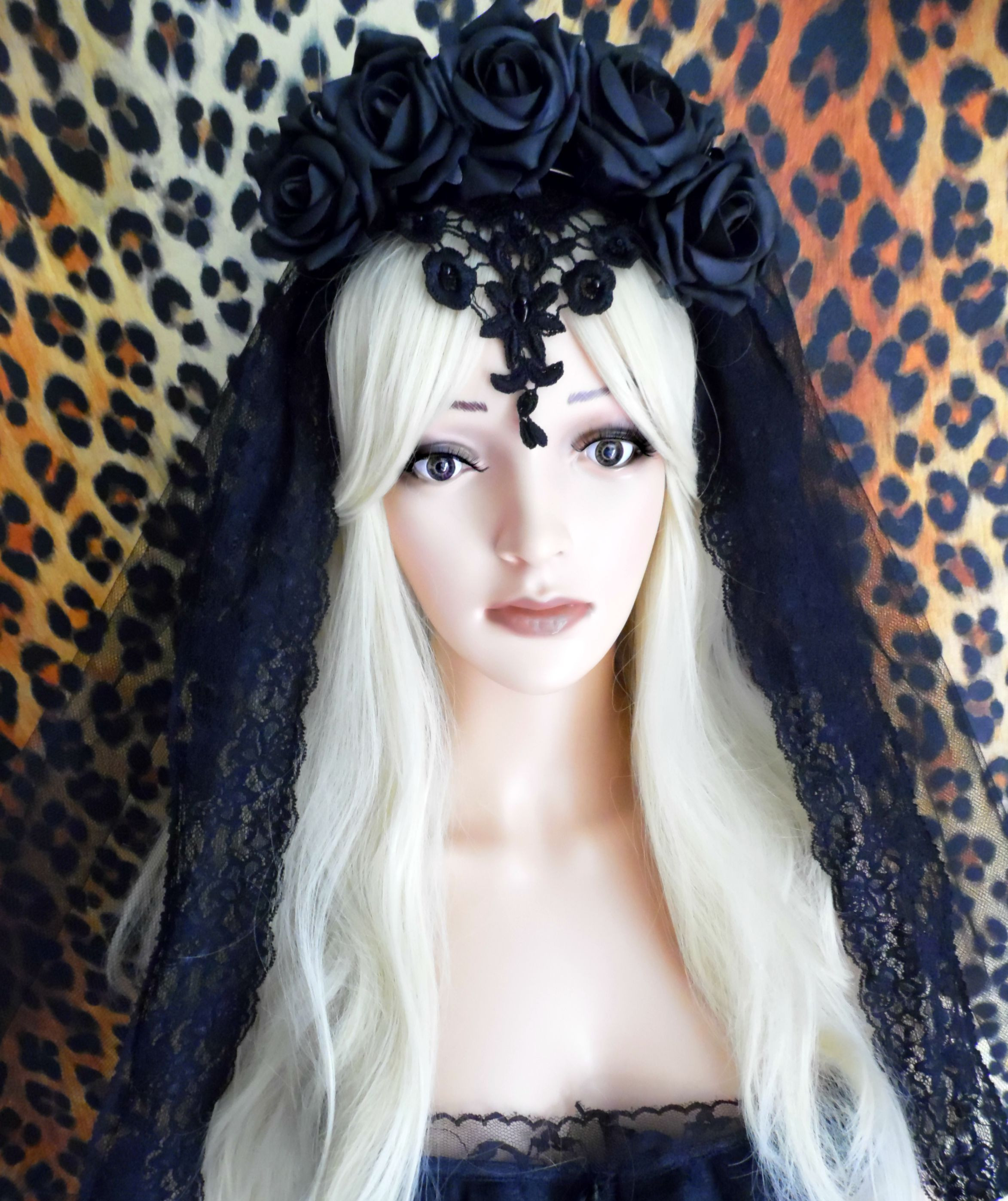 Halloween Costumes With Flower Crowns
 Gothic Flower Crown Black Veil Day The Dead Halloween
