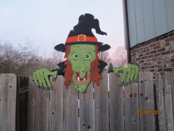 Halloween Fence Decorations
 Halloween Scary Wood Outdoor Witch Yard by