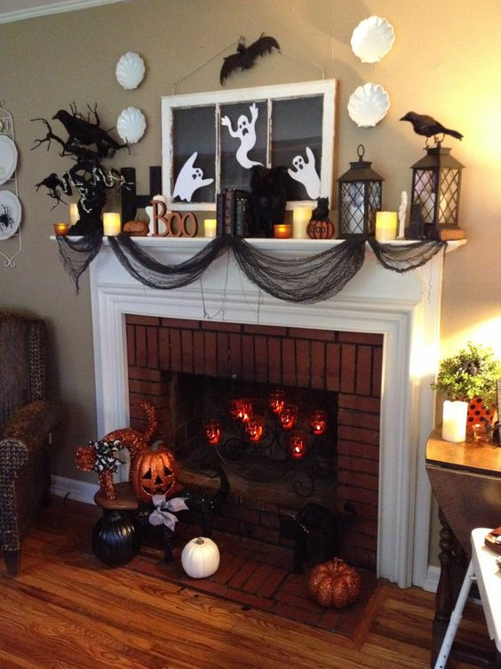 Halloween Fireplace Decorations
 31 Halloween Decorated Mantels Scrapality