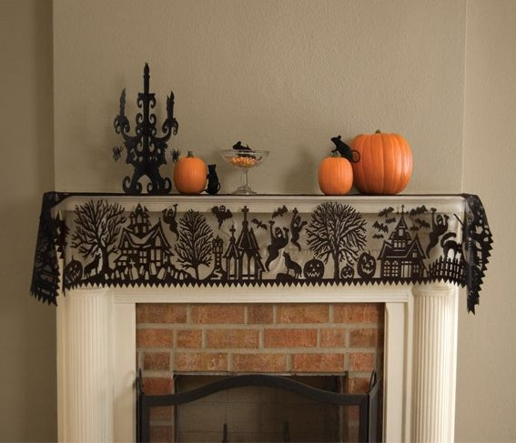 Halloween Fireplace Mantel Scarf
 40 best Mantle Scarves images on Pinterest