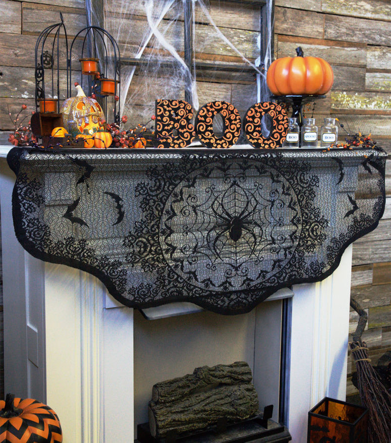 Halloween Fireplace Mantel Scarf
 70 Great Halloween Mantel Decorating Ideas DigsDigs