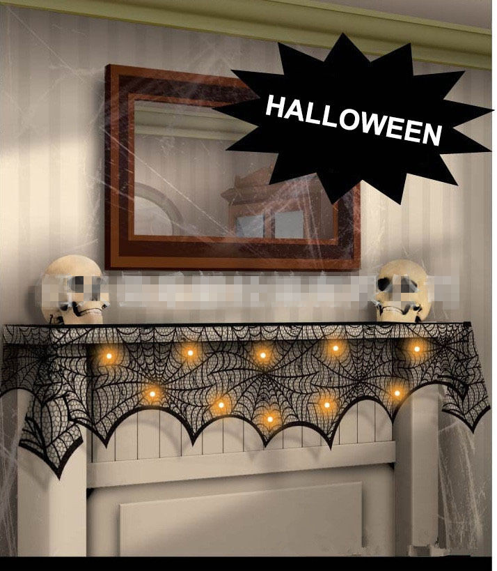 Halloween Fireplace Mantel Scarf
 NEW BLACK LACE BELFRY BAT SPOOKY CREEPY HALLOWEEN