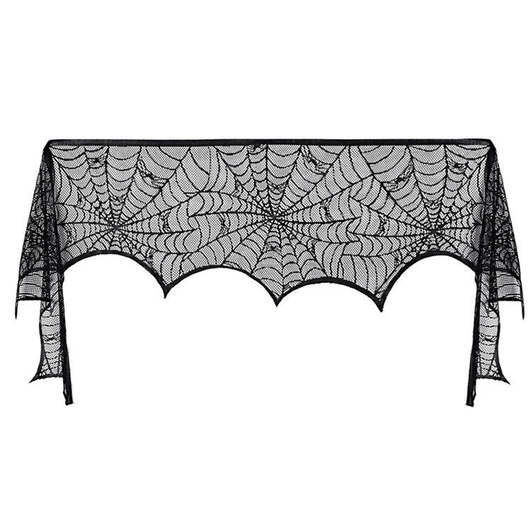 Halloween Fireplace Mantel Scarf
 Halloween Fireplace Mantle Scarf Spiderweb Cover Black