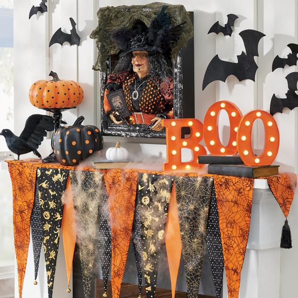 Halloween Fireplace Mantel Scarf
 No Sew Halloween Decorations for the Mantel Close To Home