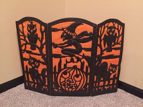 Halloween Fireplace Screen
 Fireplace screens Vintage halloween and Fireplaces on