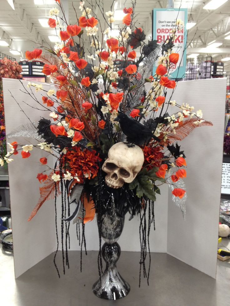 Halloween Flower Arrangements
 Halloween Traditions Skull Floral Arrangement By Christian