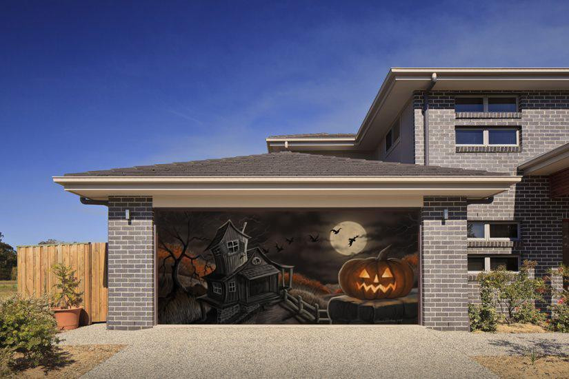 Halloween Garage Door Covers
 HALLOWEEN PUMPKIN 3D EFFECT GARAGE DOOR BILLBOARD STICKER