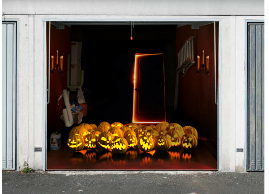 Halloween Garage Door Covers
 3D EFFECT GARAGE DOOR BILLBOARD COVER SPOOKY PUMPKIN