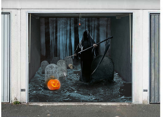 Halloween Garage Door
 3D EFFECT GARAGE DOOR BILLBOARD COVER GRAVEYARD HALLOWEEN