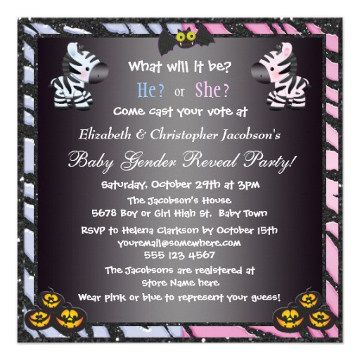 Halloween Gender Reveal Party Ideas
 Halloween Baby Gender Reveal Zebras & Pumpkins 5 25x5 25