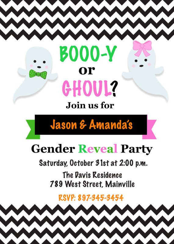 Halloween Gender Reveal Party Ideas
 Halloween Ghost Baby Gender Reveal Invitation