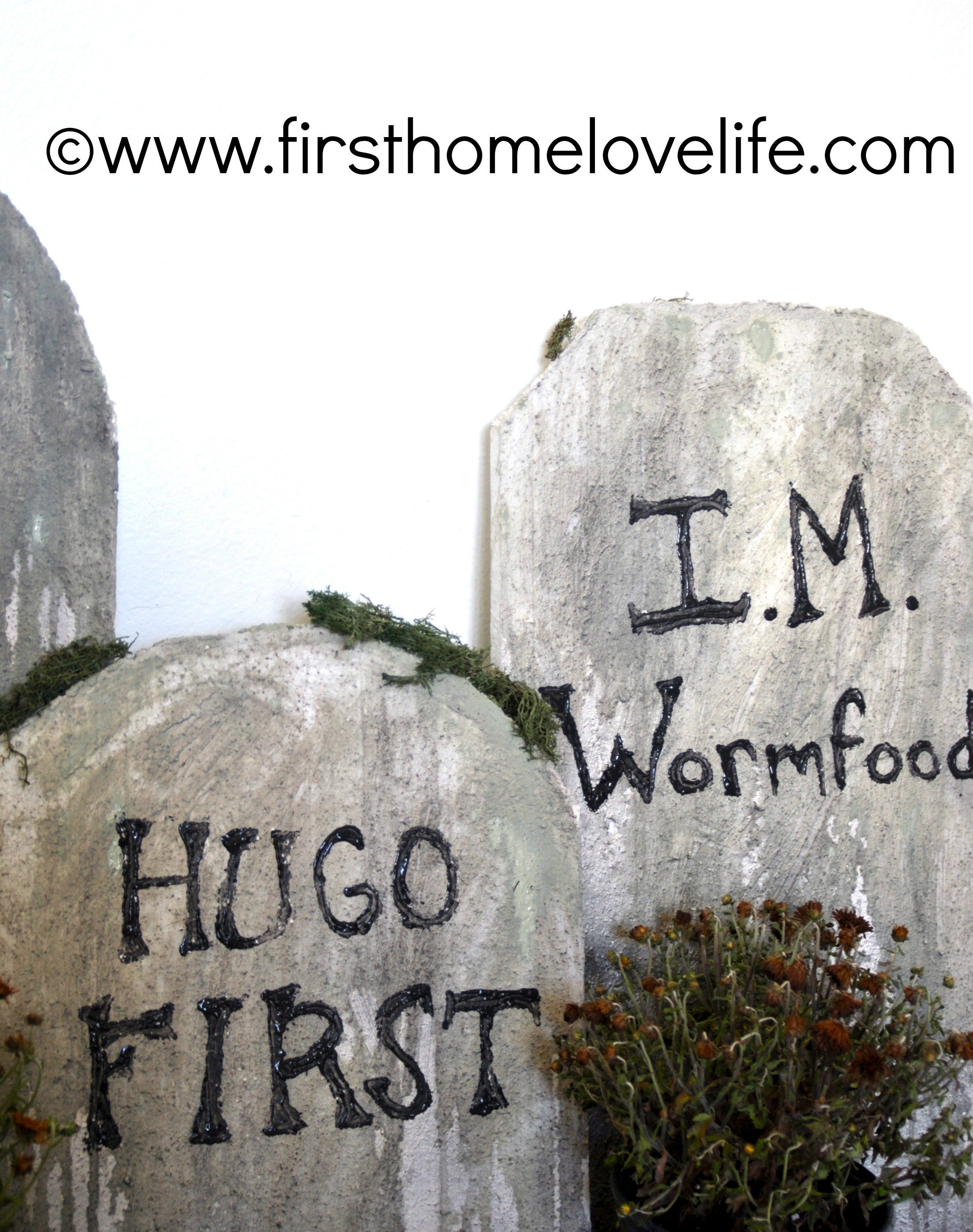 Halloween Grave Stone
 DIY Halloween Tombstones First Home Love Life