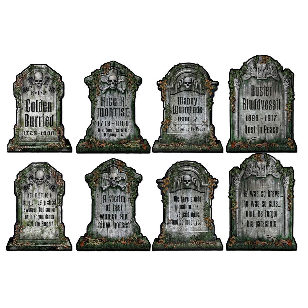 Halloween Grave Stone
 4 Halloween Cemetery GRAVEYARD TOMBSTONE Diecut CUTOUTS