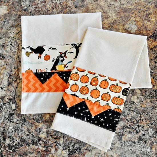 Halloween Kitchen Towels
 Learn how to make these darling Halloween Tea Towels The