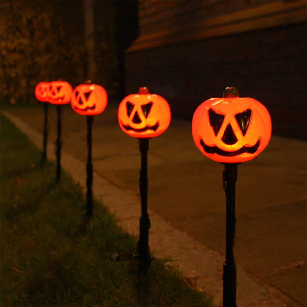 Halloween Lamp Post Cover
 5 Orange Pumpkin Outdoor Halloween Stake Lights