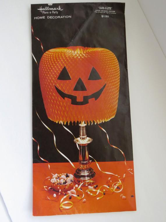 Halloween Lamp Shade Covers
 Vintage Halloween Jack o lantern Lamp Shade Cover by Hallmark