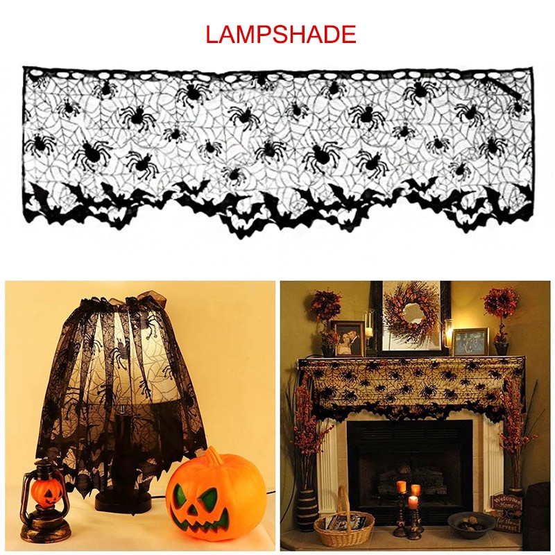 Halloween Lamp Shade Covers
 Halloween Decoration Lamp Shade Fireplace Scarf Spider Web