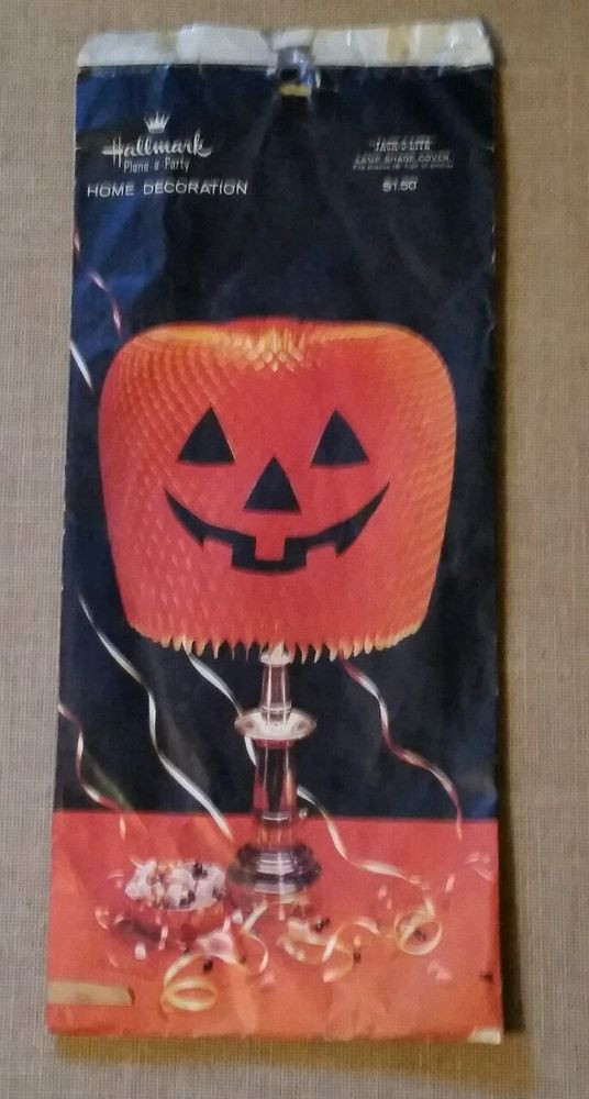 Halloween Lamp Shade Covers
 Vintage Halloween Paper Honey b Pumpkin Lamp Shade