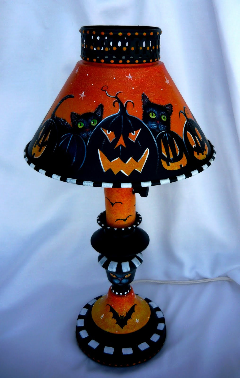 Halloween Lamp Shades
 ARTISTIC HALLOWEEN QUEENS Hand Painted Vintage Metal