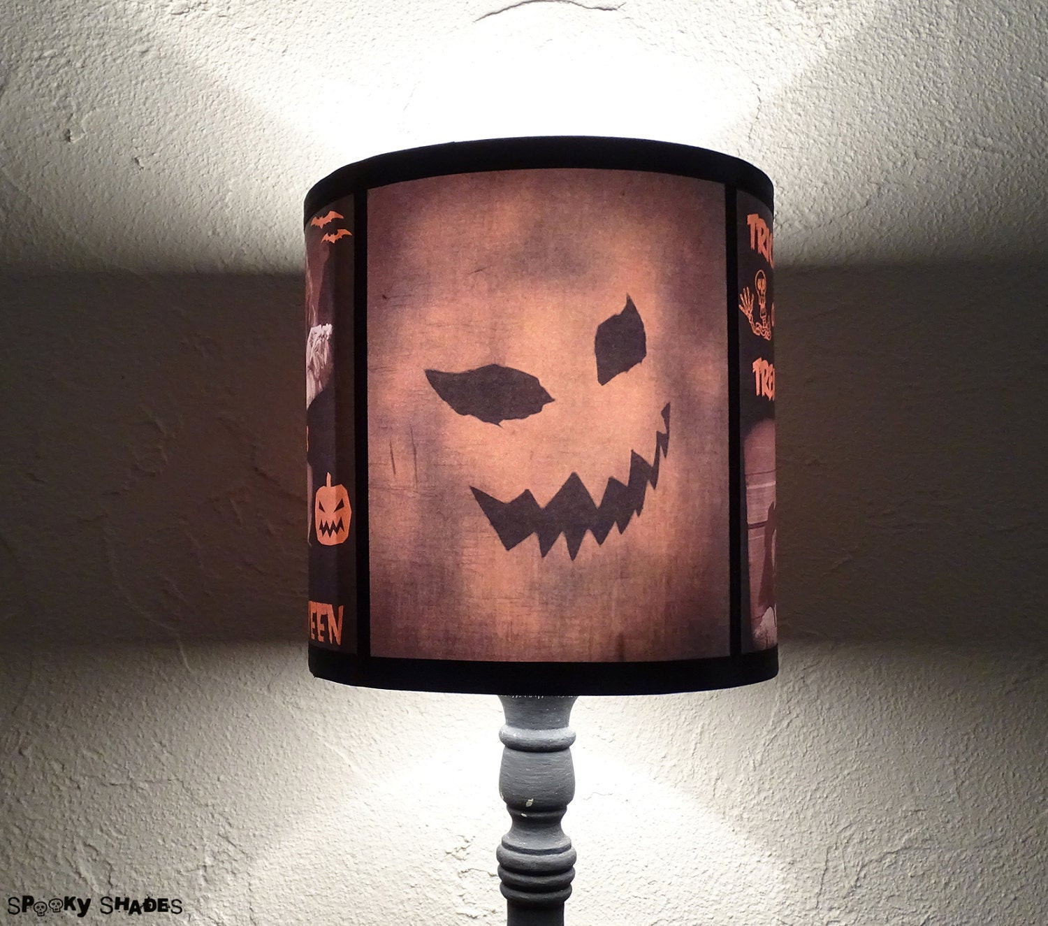 Halloween Lamp Shades
 Evil Pumpkin lamp shade halloween decor jack o lantern