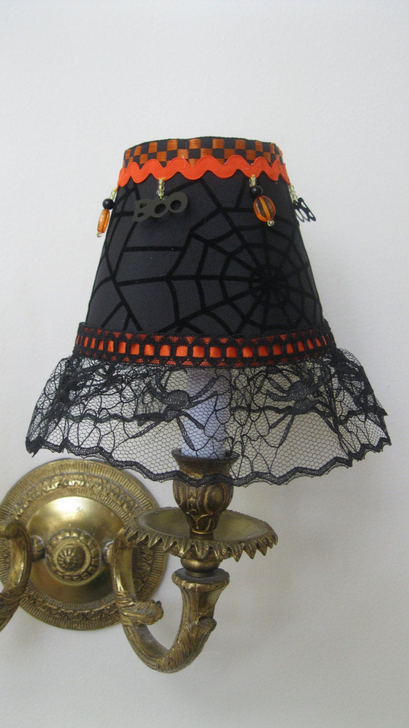 Halloween Lamp Shades
 Halloween Chandelier Lamp Shade in Black and Orange