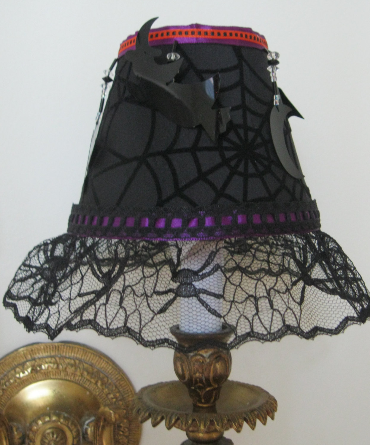 Halloween Lamp Shades
 Halloween Chandelier Lamp Shade in Black with Lace Trim and