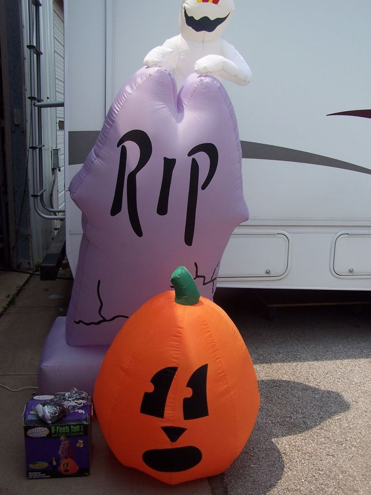 Halloween Outdoor Inflatables
 HALLOWEEN INFLATABLE AIRBLOWN 8 FT RIP GHOST PUMPKIN