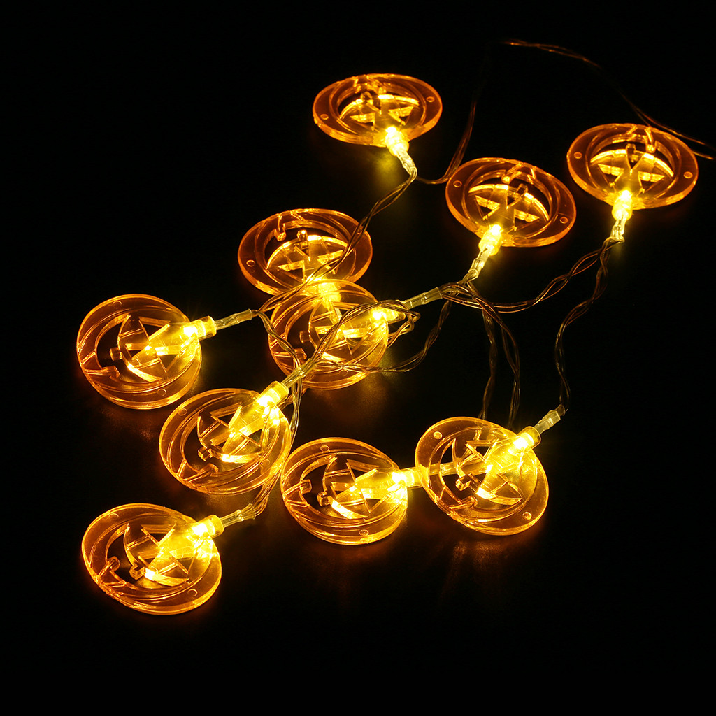 Halloween Outdoor Lights
 Halloween Flat Pumpkin 10 LED Lights String Fairy Lamp