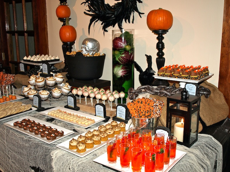 Halloween Party Desserts Ideas
 a party style halloween dessert table