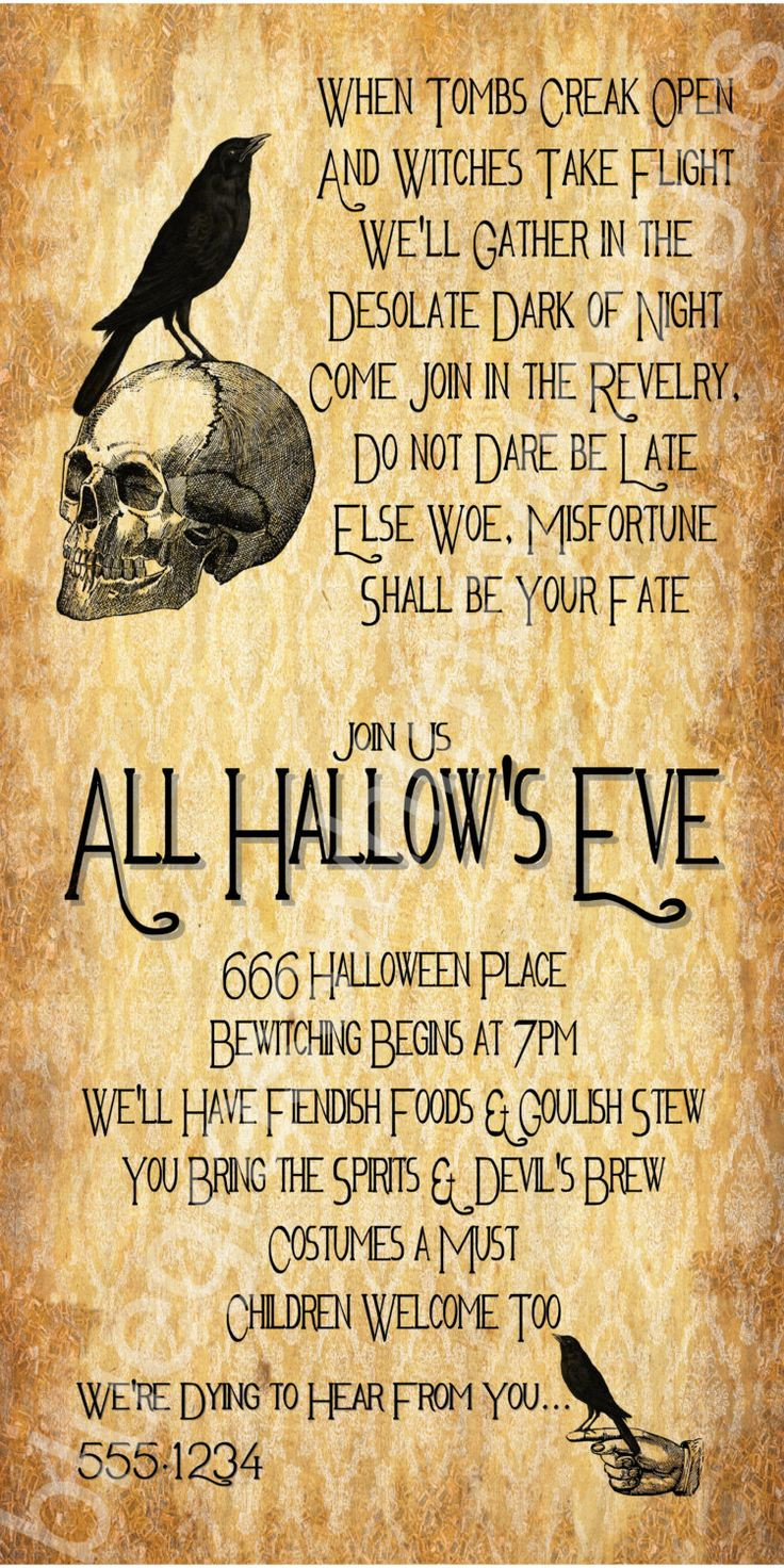 Halloween Party Invitation Ideas
 All Hallow s Eve Halloween Party Invitation 4x8 5x7 4x6