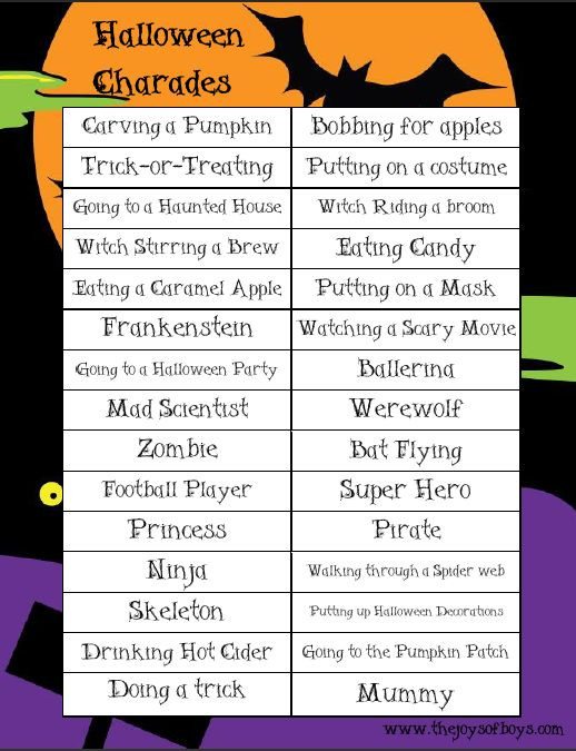Halloween Party Name Ideas
 Halloween Charades Free Printable Halloween Game