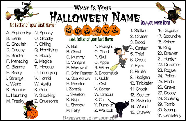 Halloween Party Names Ideas
 Daveswordsofwisdom What Is Your Halloween Name