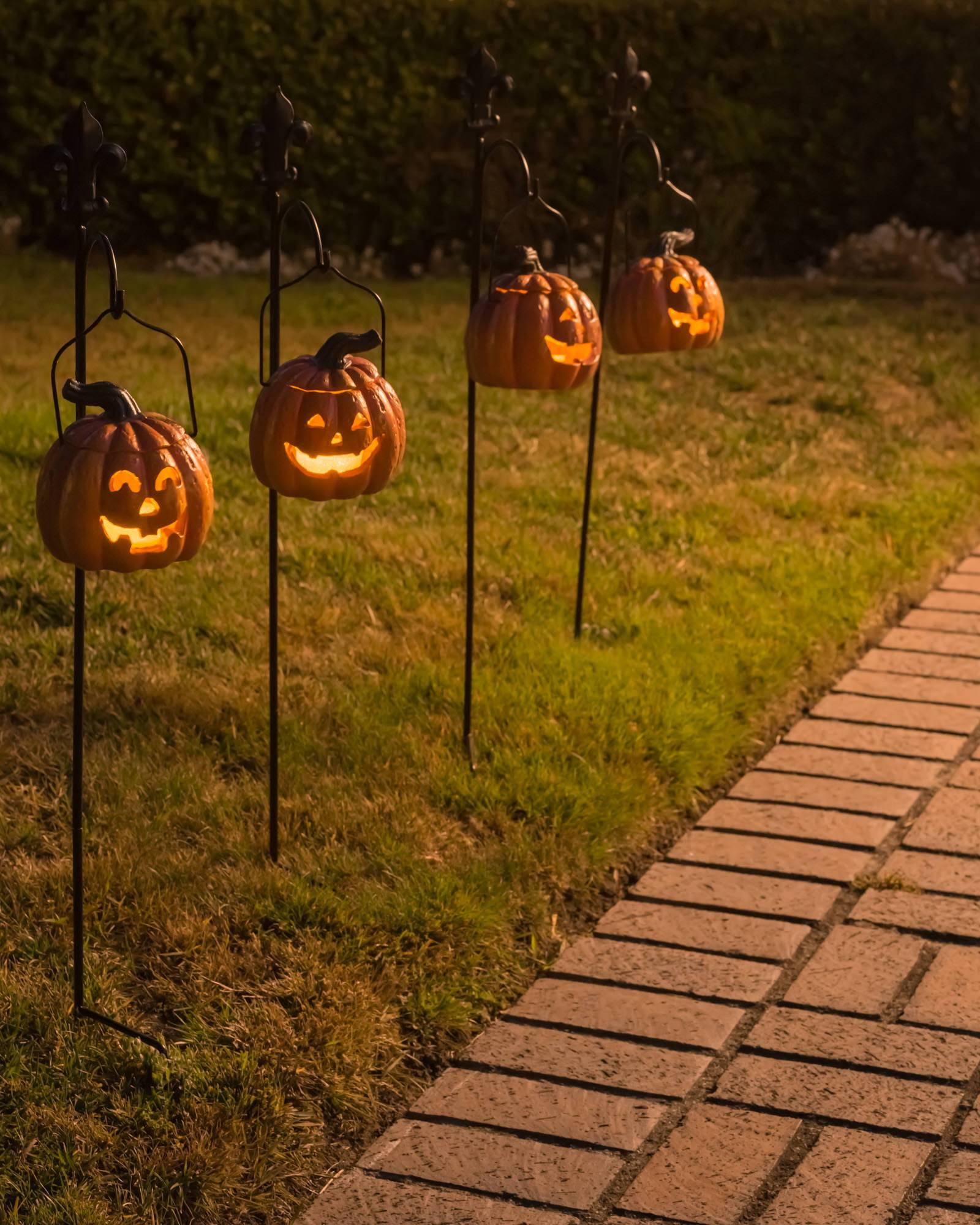 Halloween Path Lights
 Set of 2 Outdoor Lit Jack o Lanterns