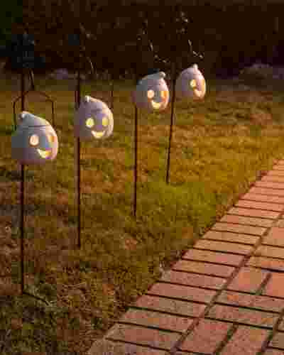 Halloween Path Lights
 Set of 2 Outdoor Lit Jack o Lanterns