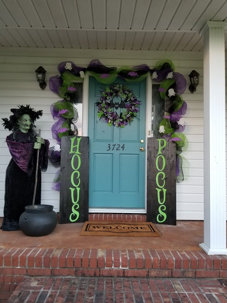 Halloween Porch Decor
 Front porch fall decor Hocus Pocus witches Halloween in 2018