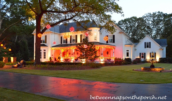 Halloween Porch Light
 Decorating for Halloween with Exterior Lighting Garland