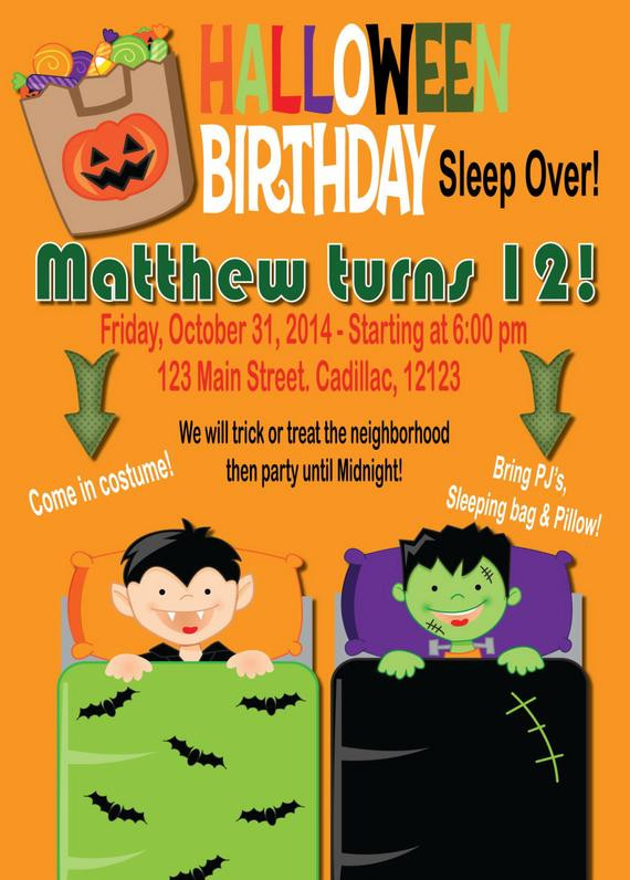 Halloween Slumber Party Ideas
 Items similar to Halloween Birthday Sleepover Invitations