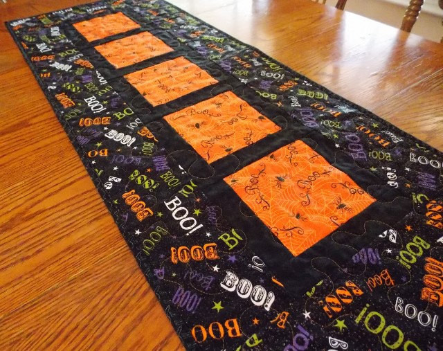 Halloween Table Runner
 Quilted Halloween Table Runner Spiders Spider Webs Boo