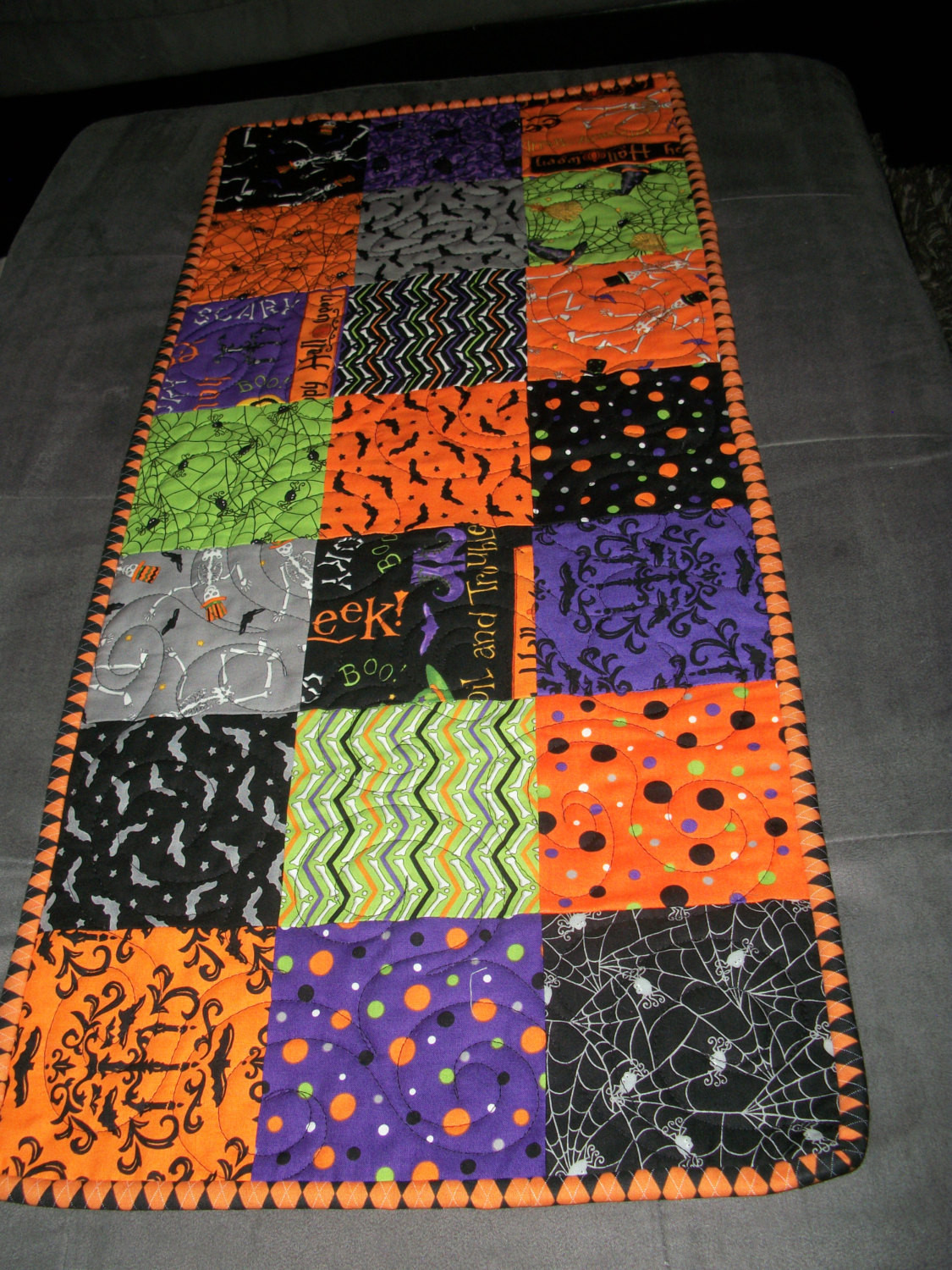 Halloween Table Runner
 Closeout Sale Quilted Halloween Table Runner Moonlight