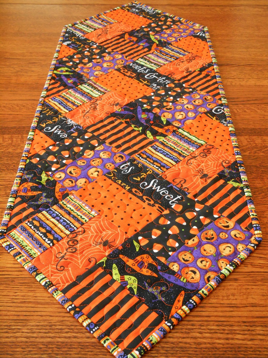 Halloween Table Runner
 Halloween Quilted Table Runner and Mug Rug Set Witch Hats