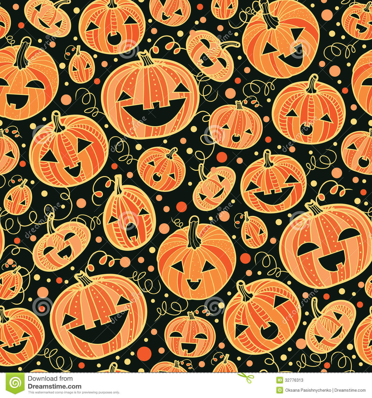 Halloween Tile Background
 Halloween Pumpkins Seamless Pattern Background Stock
