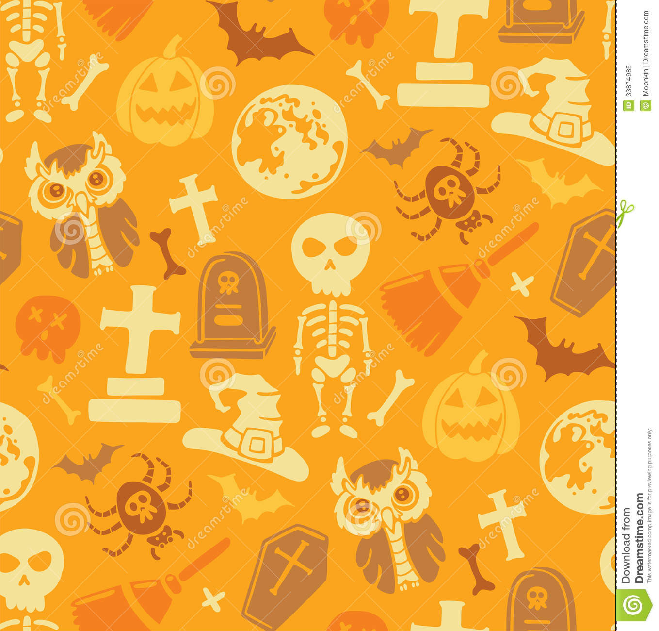 Halloween Tile Background
 Seamless Pattern With Halloween Objects Stock Vector