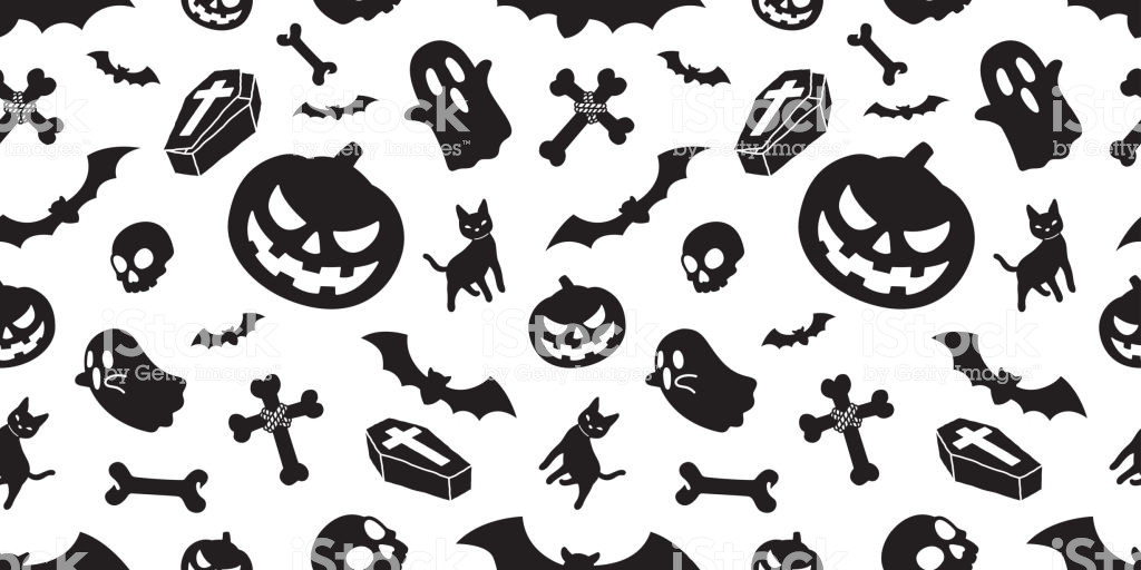 Halloween Tile Background
 Halloween Seamless Pattern Spooky Vector Pumpkin Bat Ghost